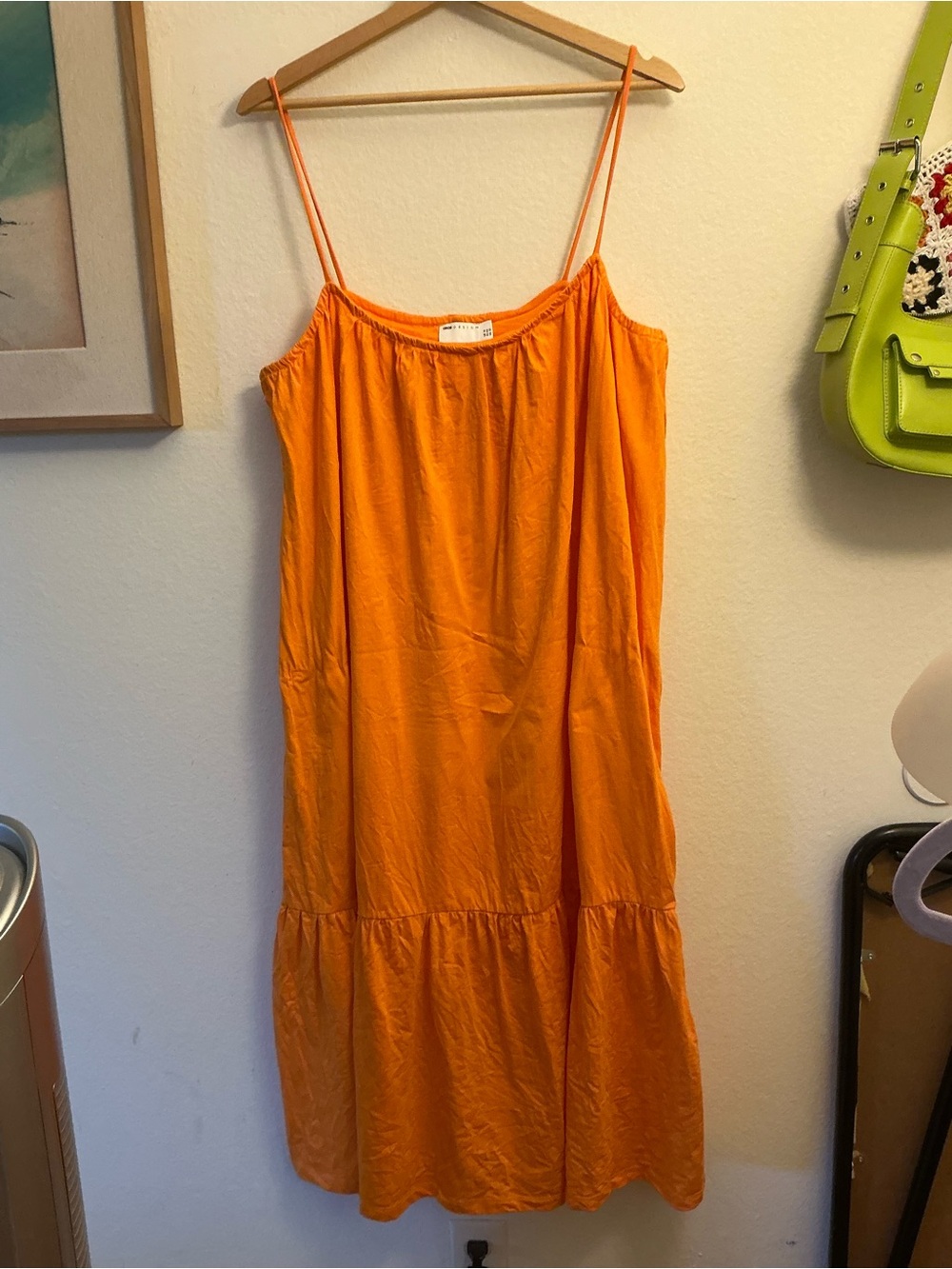ASOS Bright Orange Spaghetti-Strap Midi Dress